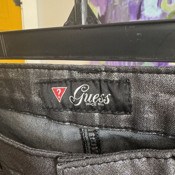 Guess Metallic Skinny Jeggings Silver Maxine Fit - Picture 3 of 10